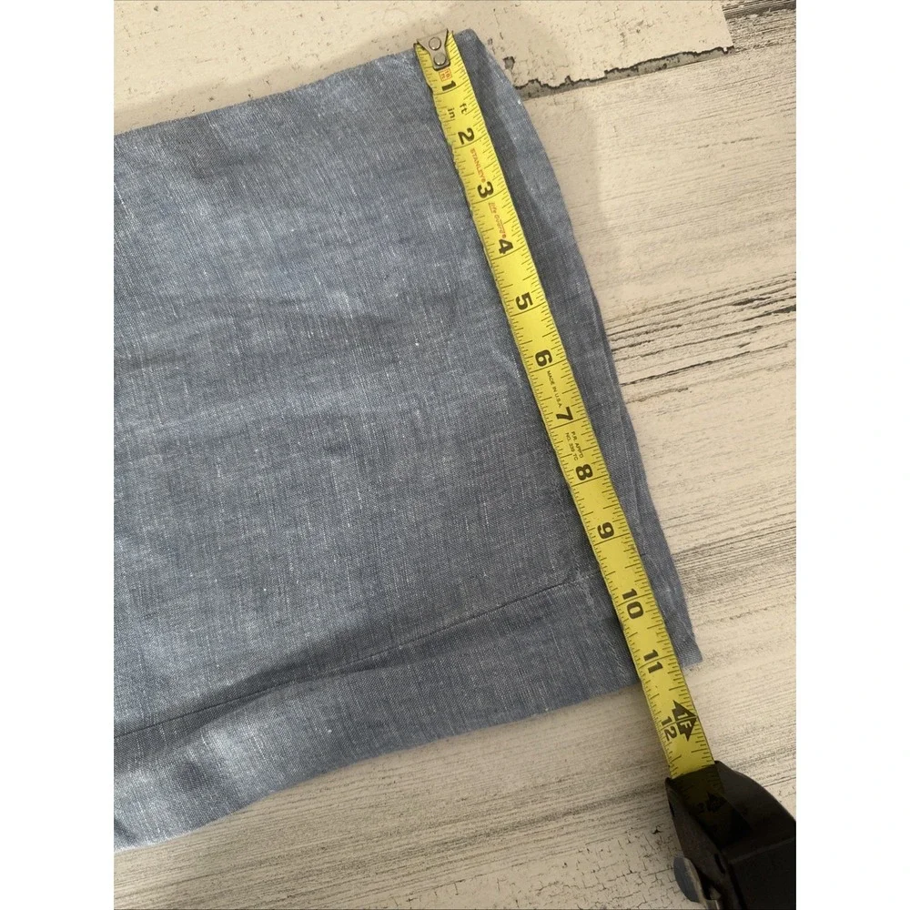 Athleta Cabo Wide Leg Pants Size 10 100% Flax Linen Light Blue Zip Pockets Vacay - Picture 9 of 10